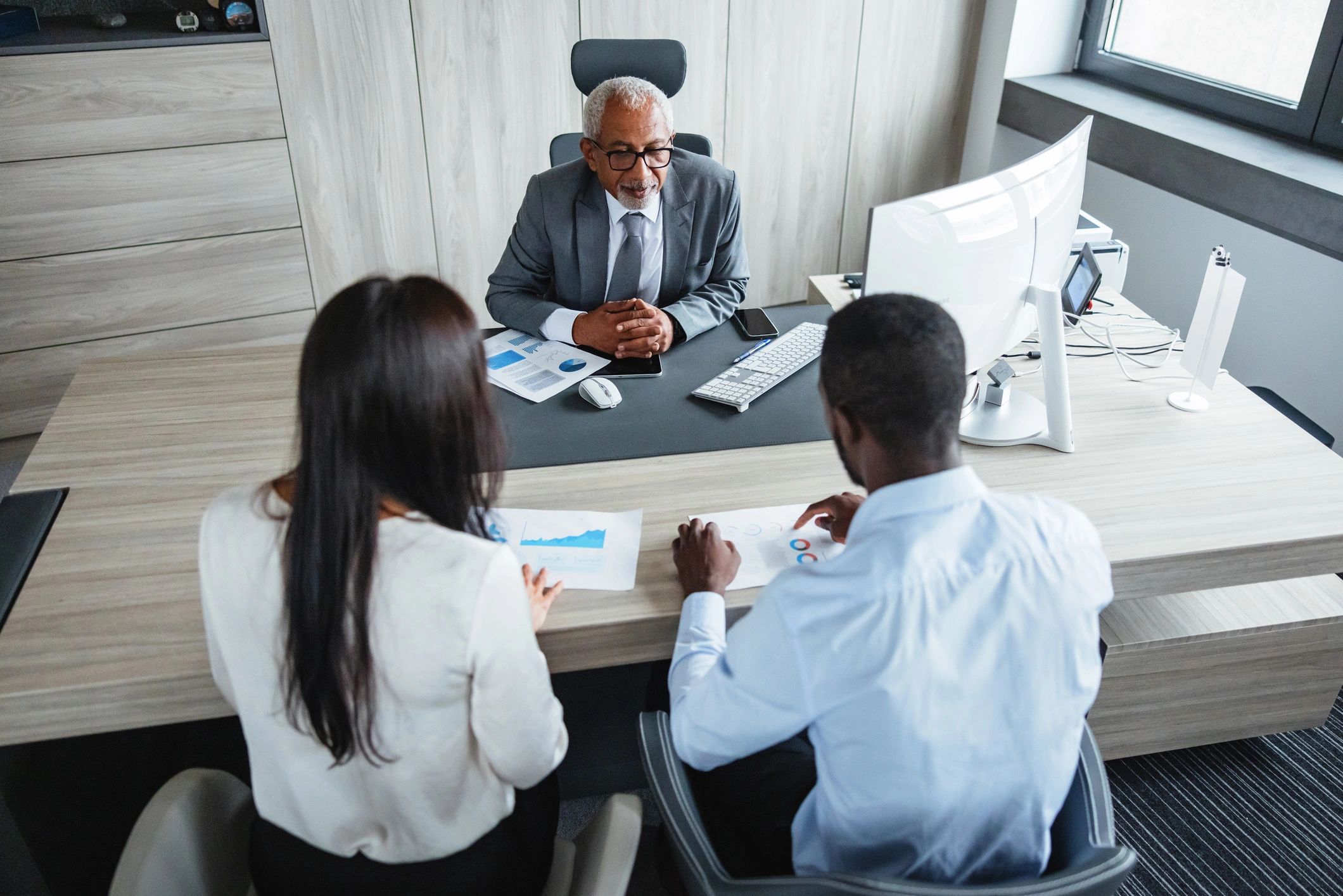 Professional advisory meeting in a modern office